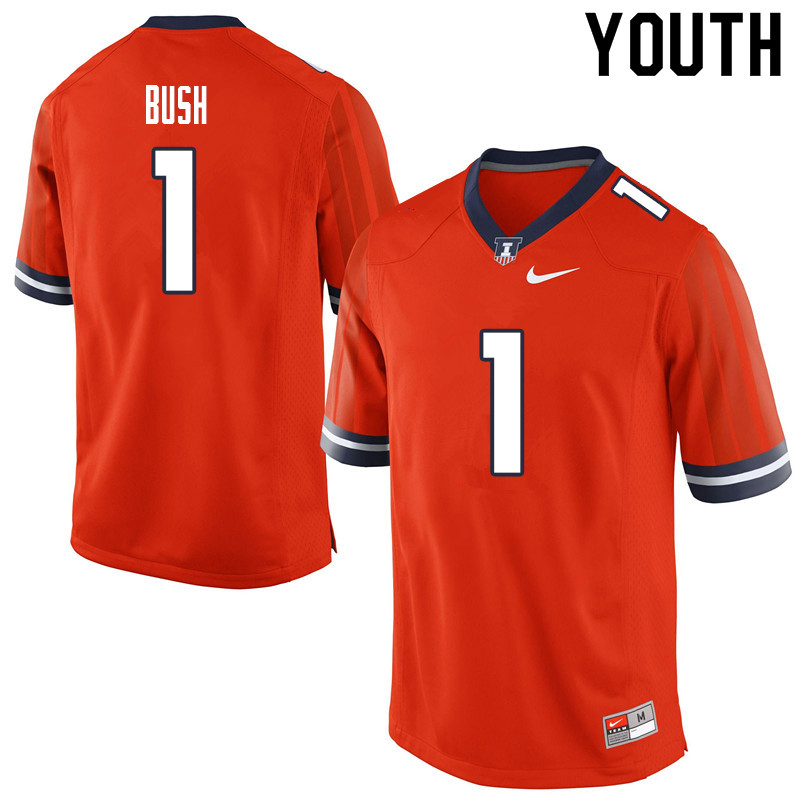 Youth #1 AJ Bush Illinois Fighting Illini College Football Jerseys Sale-Orange